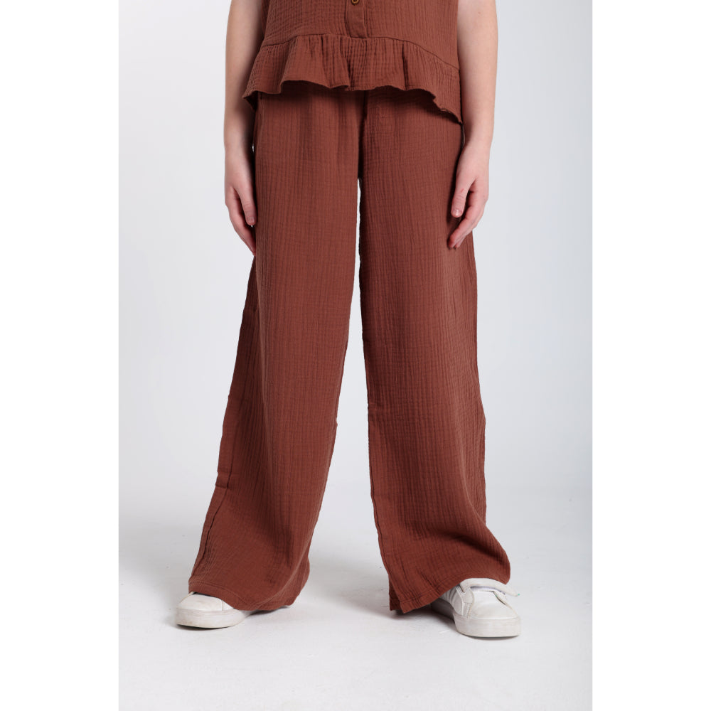 Girls Cotton Pants – Brown