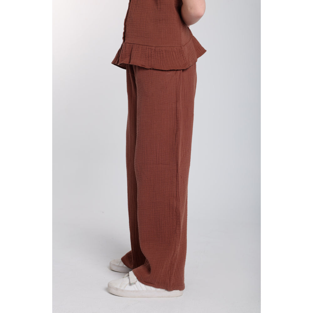 Girls Cotton Pants – Brown