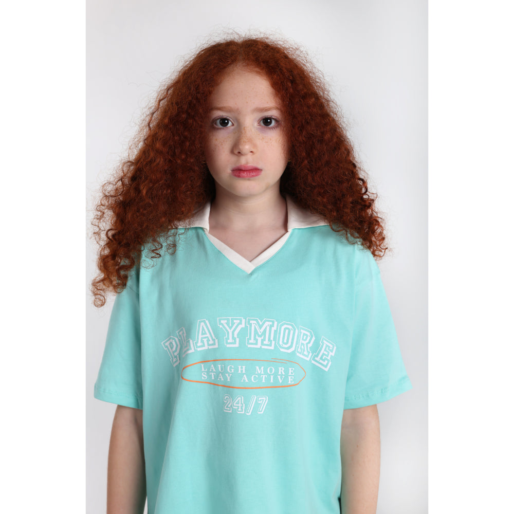 Unisex Kids Cotton T-Shirt – Aqua "PLAYMORE"