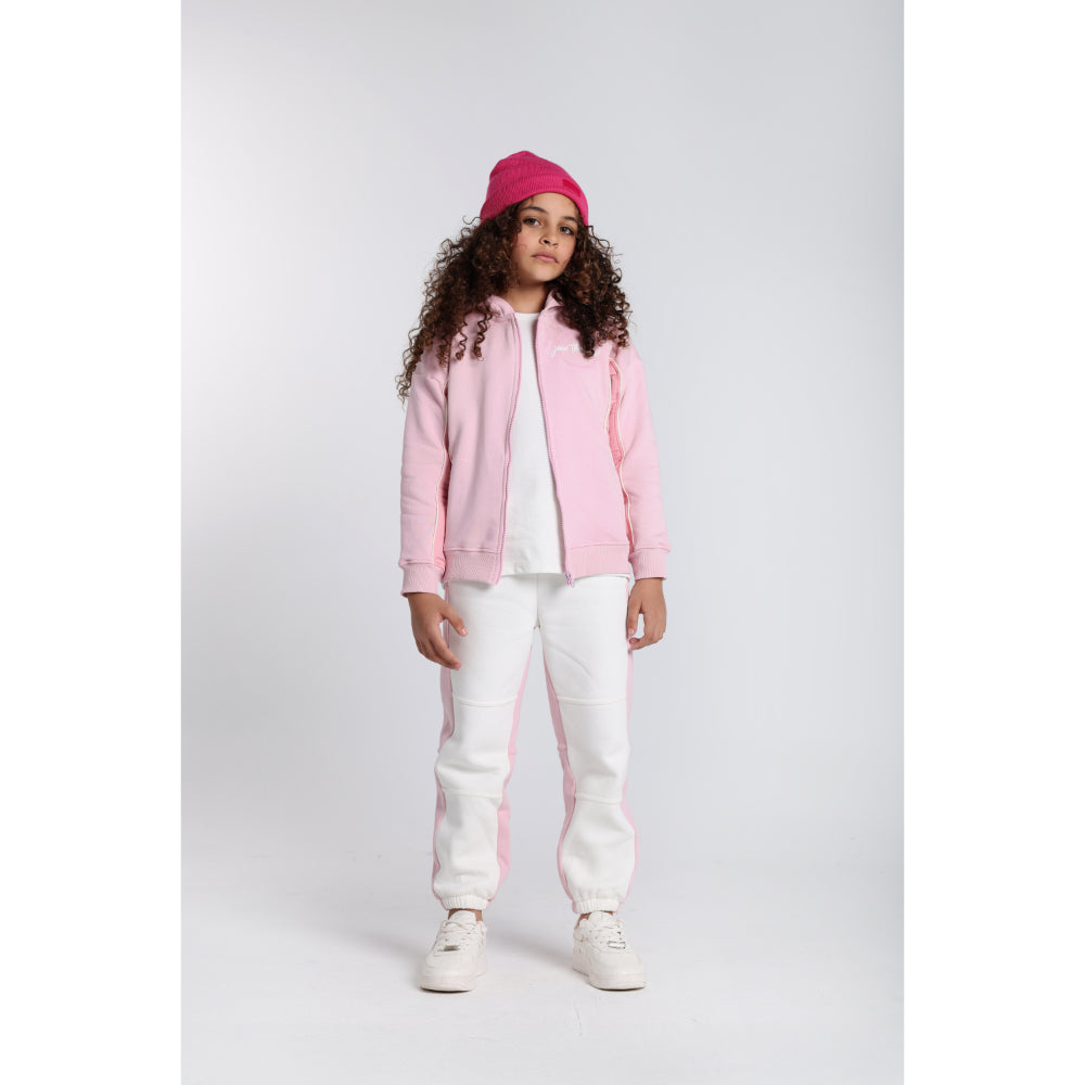 Girls Cotton Sweatpants – Off-White/Pink