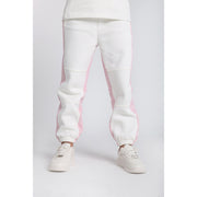 Girls Cotton Sweatpants – Off-White/Pink