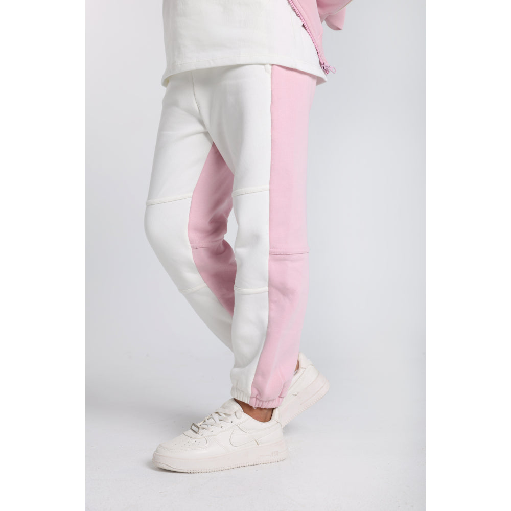 Girls Cotton Sweatpants – Off-White/Pink