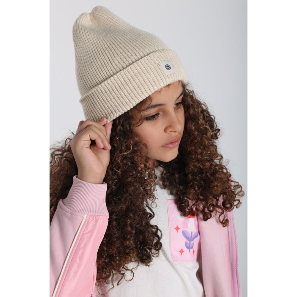 Unisex Cozy Blend Ice Cap – Beige with Happy Smiley