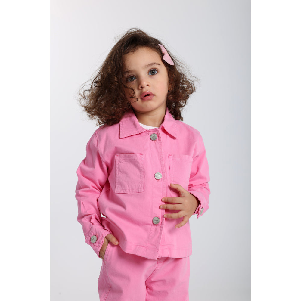 Baby Girls Fuchsia Gabardine Jacket