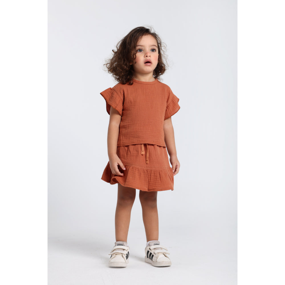 Baby Girls Cotton 2-Piece Outfit Set – Brick