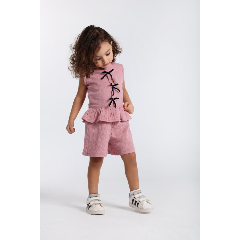 Baby Girls Cotton 2-Piece Outfit Set – Dusty Pink