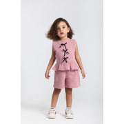 Baby Girls Cotton 2-Piece Outfit Set – Dusty Pink