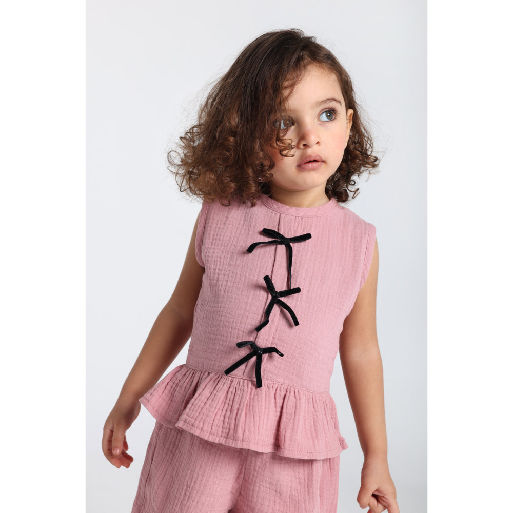 Baby Girls Cotton 2-Piece Outfit Set – Dusty Pink