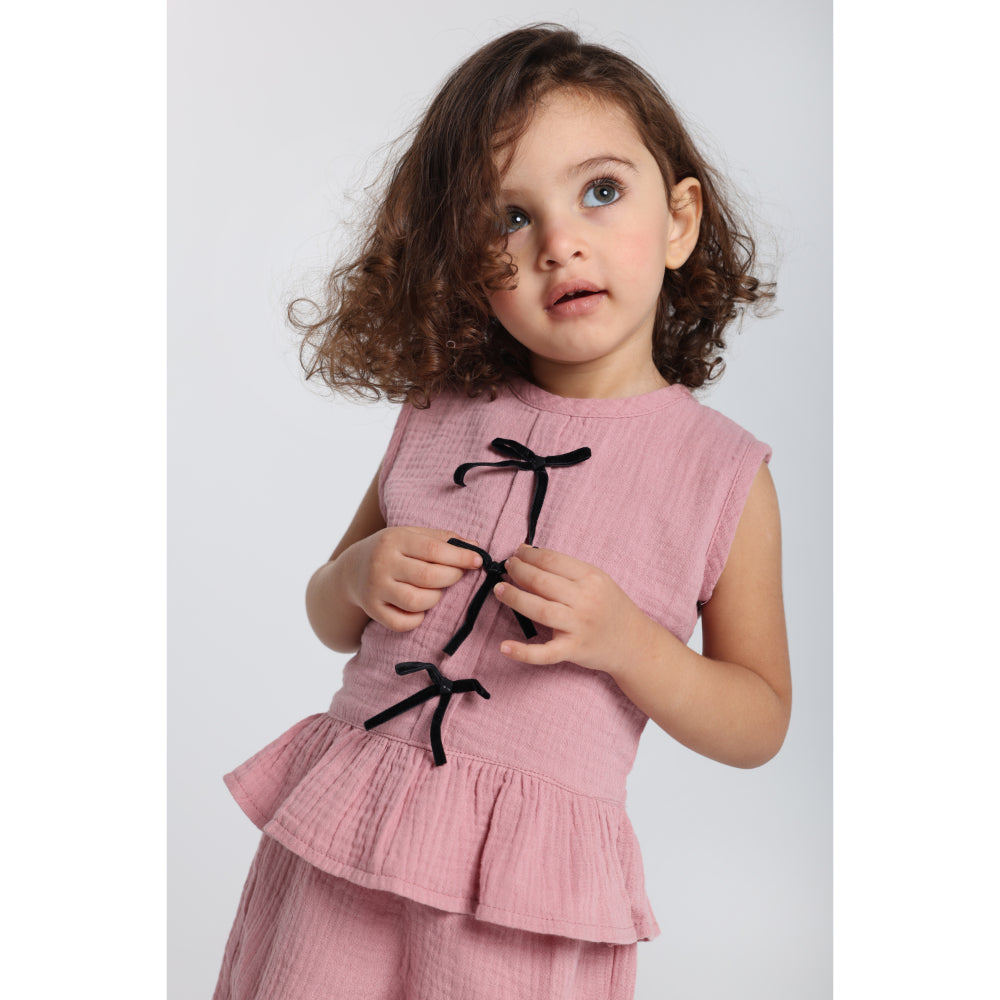 Baby Girls Cotton 2-Piece Outfit Set – Dusty Pink