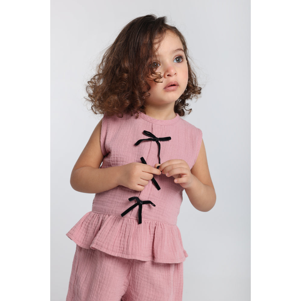 Baby Girls Cotton 2-Piece Outfit Set – Dusty Pink