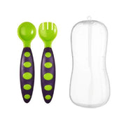 True Plastic Fork and Spoon Set in a Box – Green & Purple