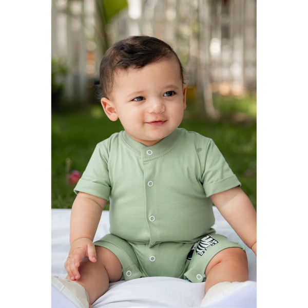 Baby Boys Cotton 2-Piece Jungle Boy (Onesie + Vest) – Mint