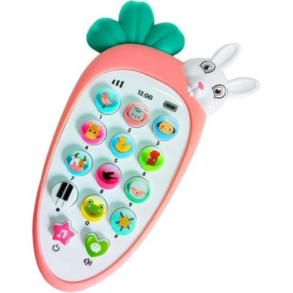Carrot Phone Toy with Animal Sounds for Babies - Pink