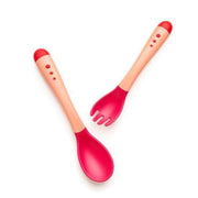 Safari Baby Color Changing Fork & Spoon Set – Yellow & Red