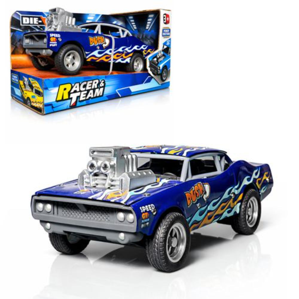 Racer & Team Die-Cast Metal Muscle Car Toy – Blue