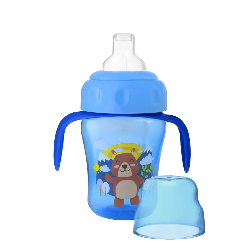 Safari Baby Soft Silicone Spout Cup with Handle 210ml 6m+ – Blue - Baby Essentials
