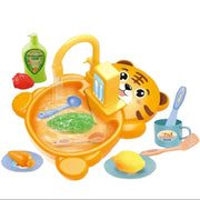 Children's Electric Kitchen Sink Toy Set – 14 Pcs