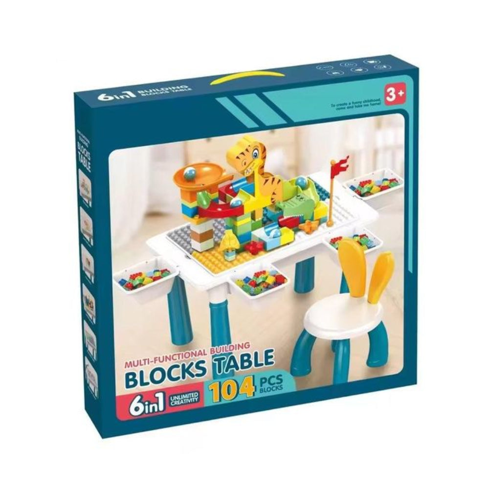 6-in-1 Multifunctional Building Blocks Table - 104 Pcs