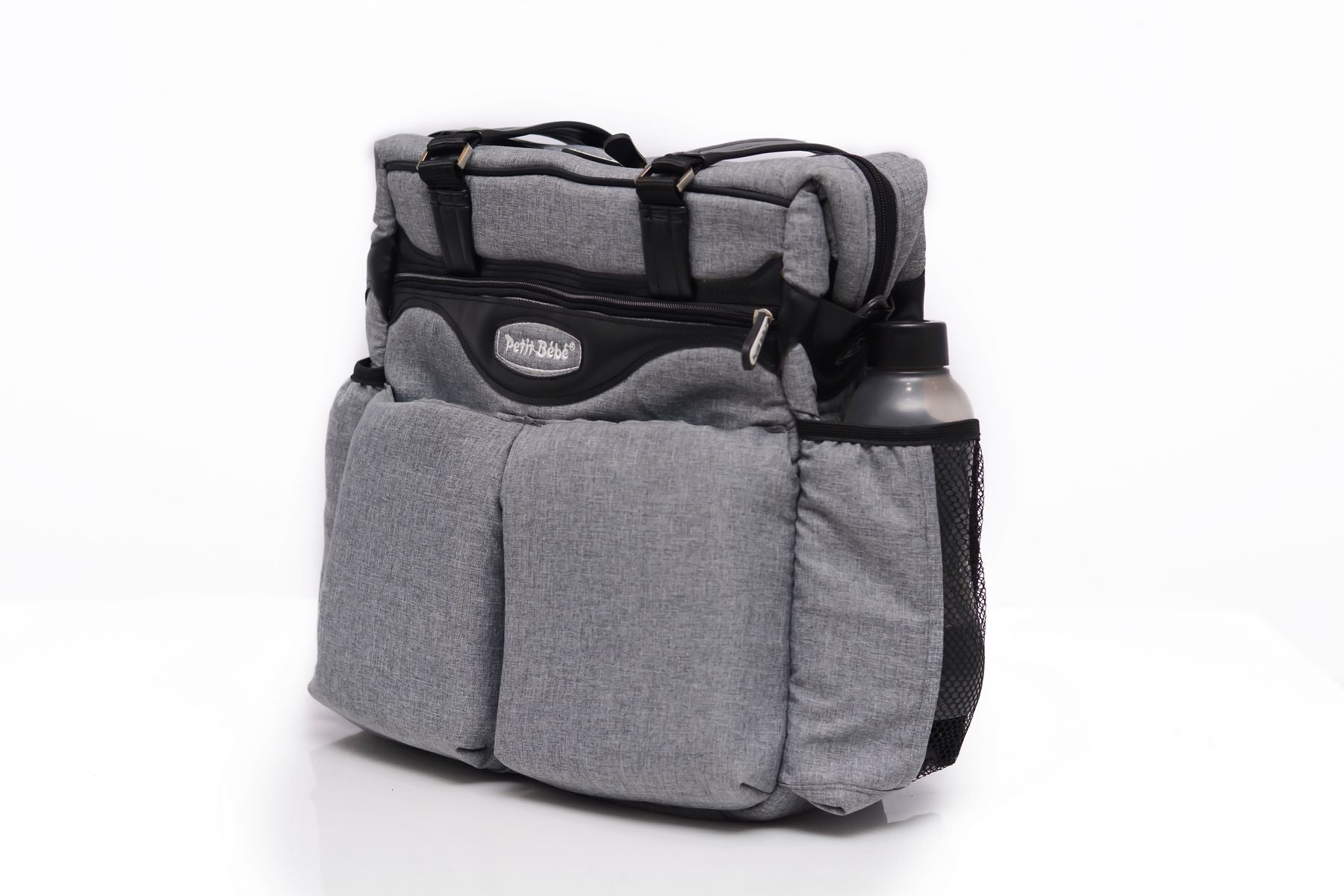 Petit Bebe Baby Diaper Bag Premium – Grey & Black