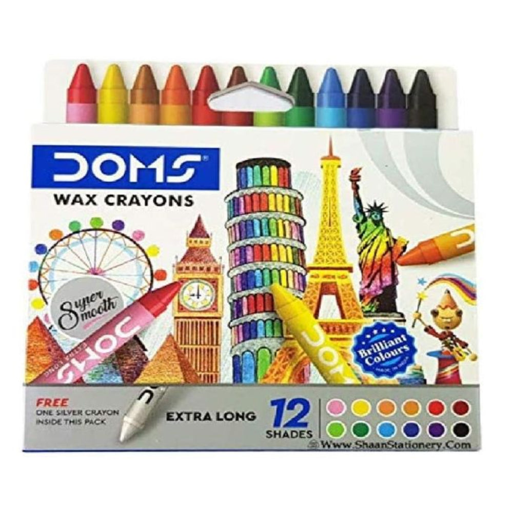Doms Extra Long Wax Crayons (12 + 1 Shades)