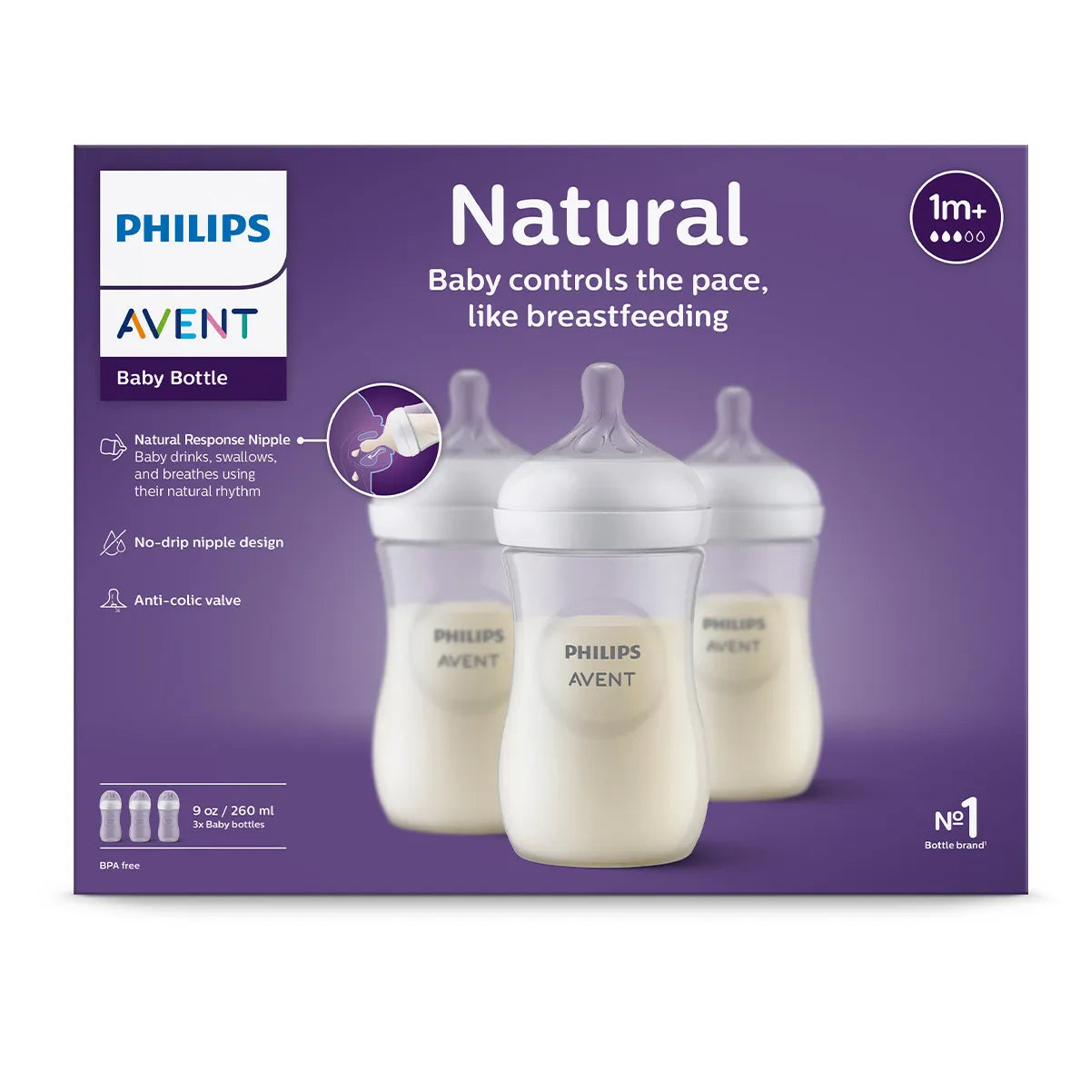 Philips Avent Natural Baby Bottles Set 260ml - 3 Bottles