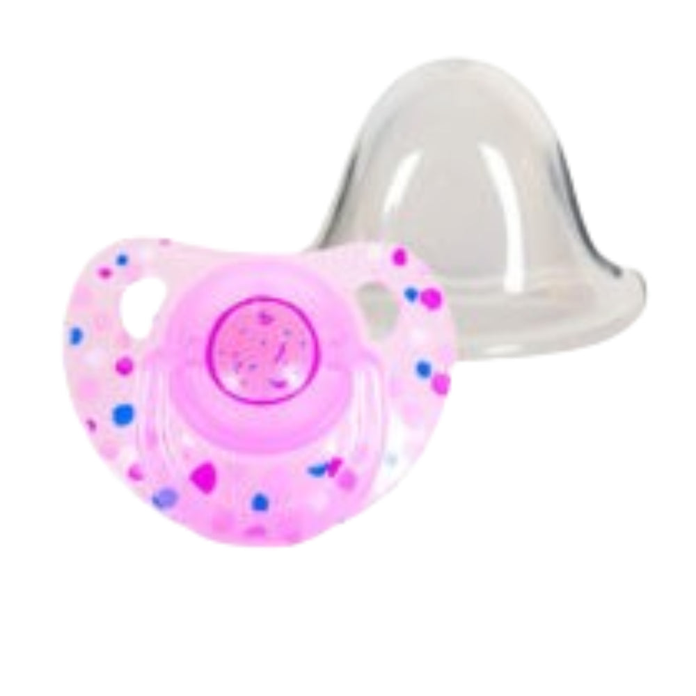 True Silicone Round Pacifier with Shield 0–6m – Pink