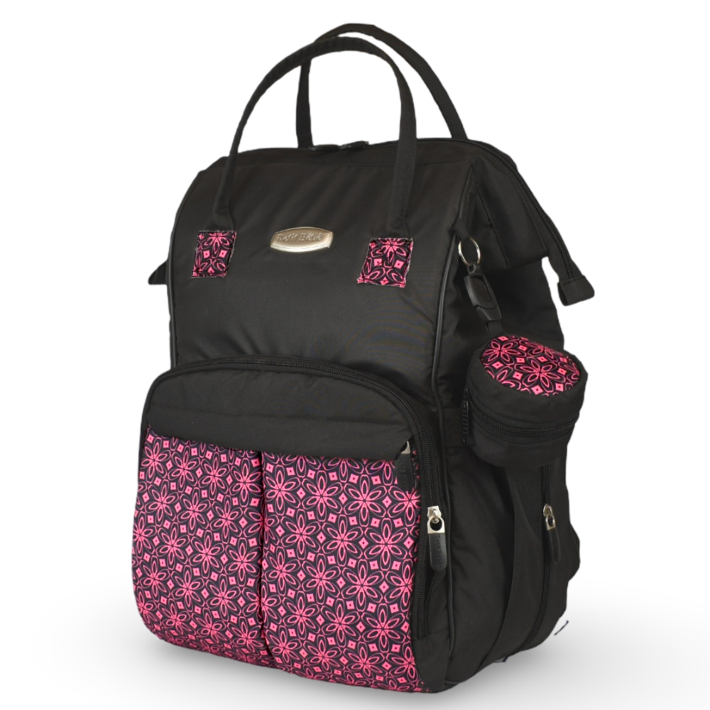 Petit Bebe Vea Baby Diaper Bag – Black & Fuchsia - Baby Essentials