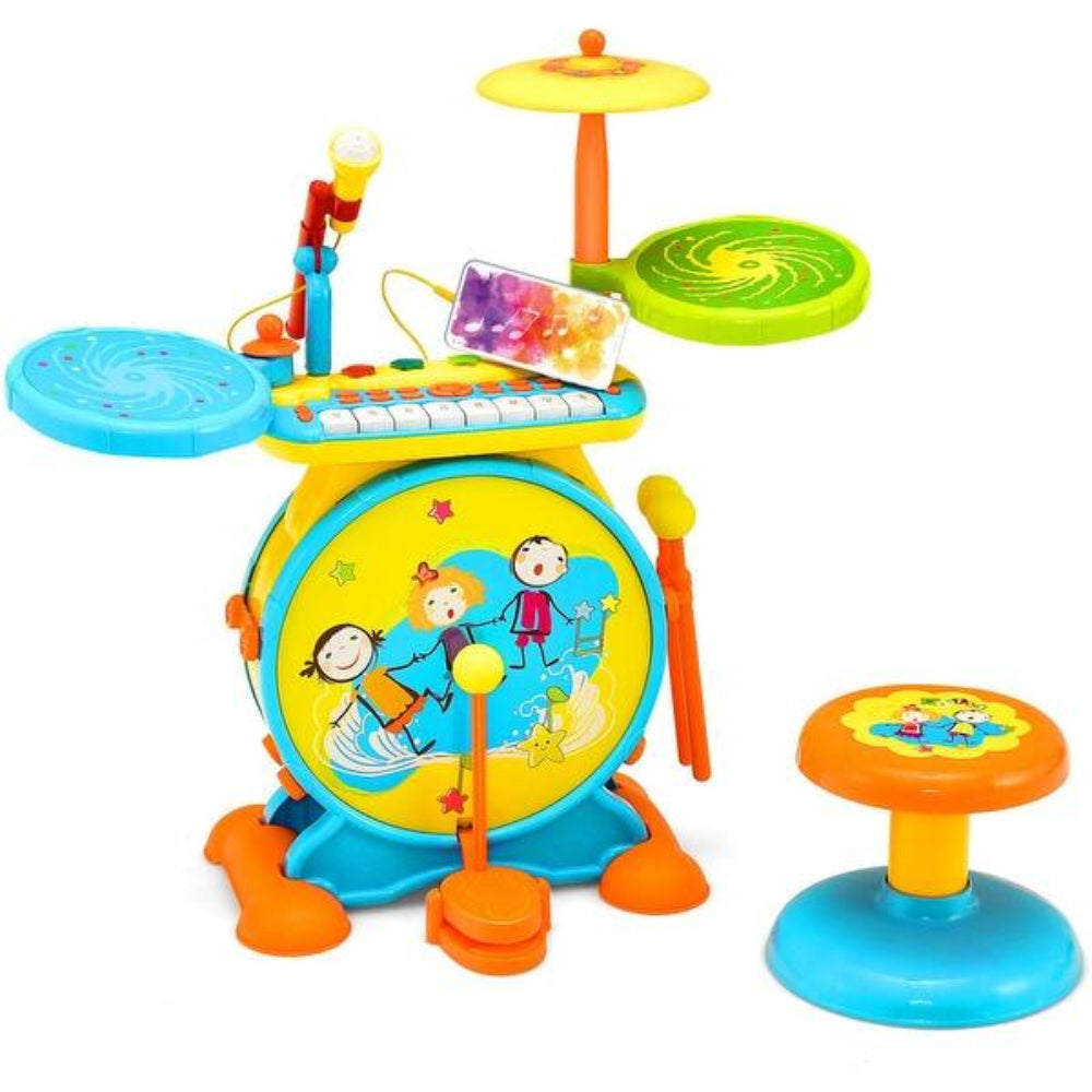 Baoli 2-in-1 Children's Electronic Jazz Drum Kit – Baby Blue
