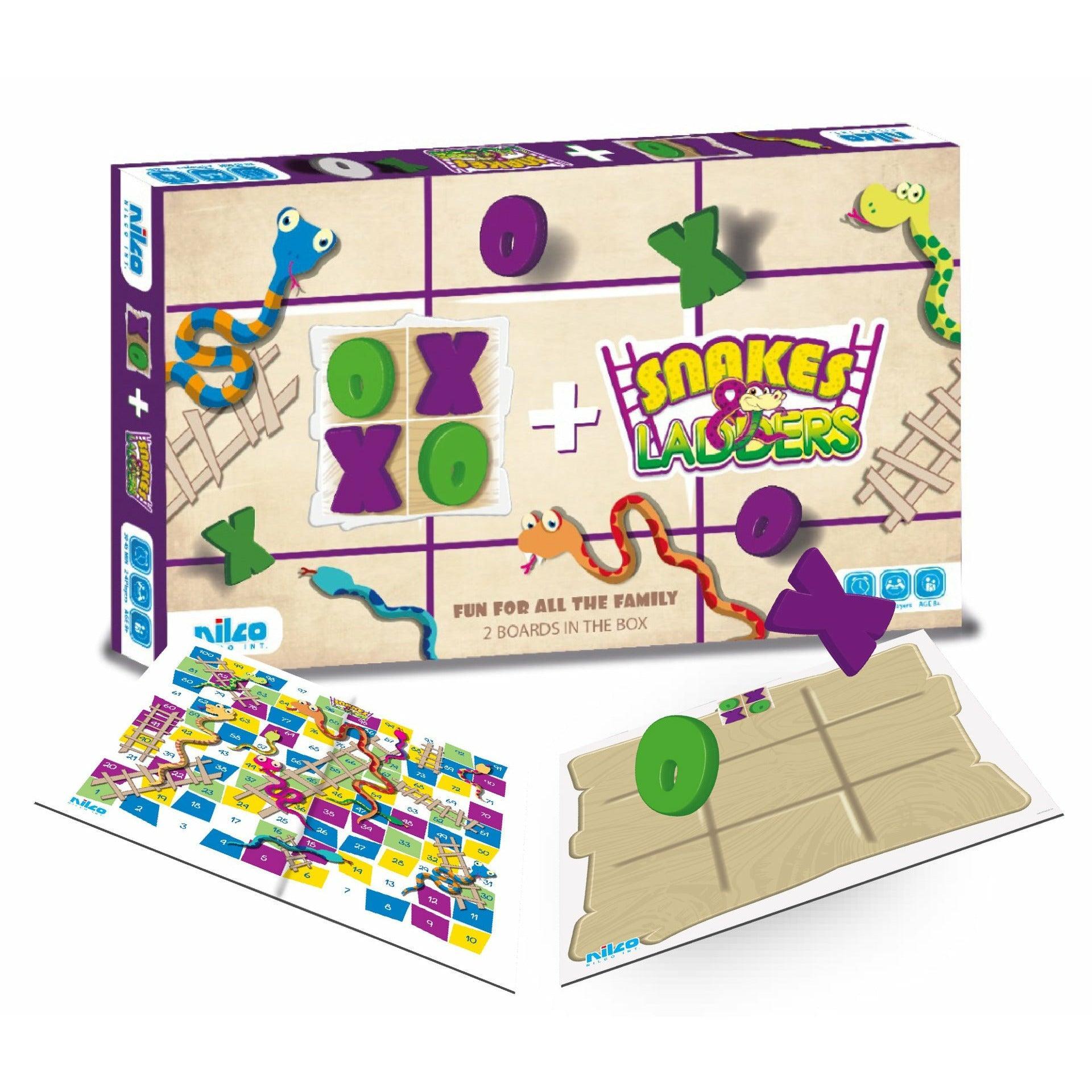 2 In 1 Board Games XO & Snakes And Ladders - Ourkids - Nilco
