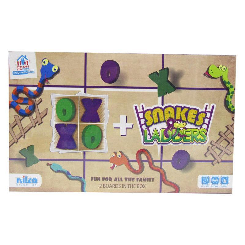 2 In 1 Board Games XO & Snakes And Ladders - Ourkids - Nilco