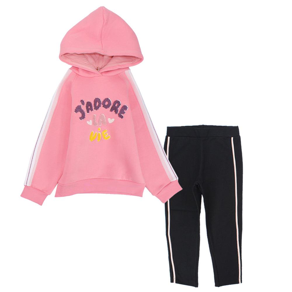 2-Piece (J'adore) Hooded Outfit Set - Ourkids - Sharo