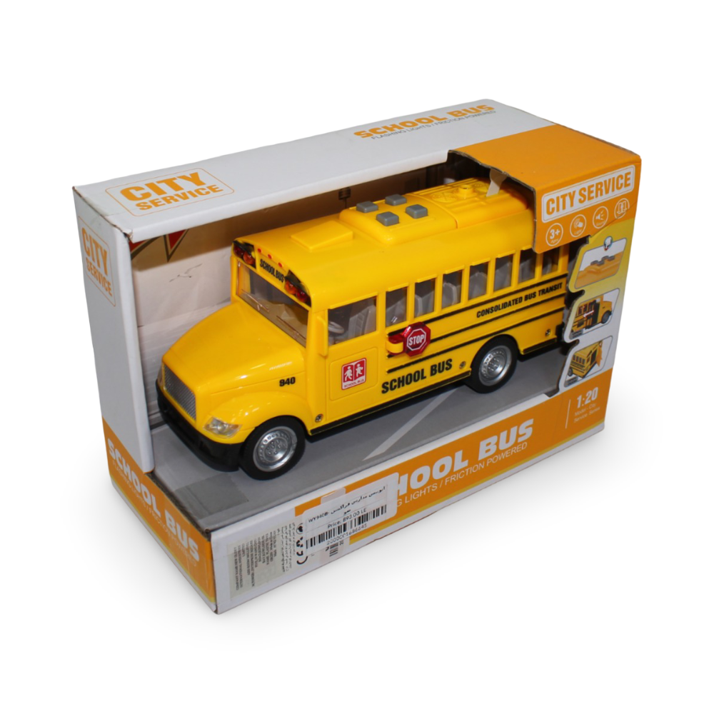 Friction Powered School Bus Toy with Lights and Sounds - Toys - OKO