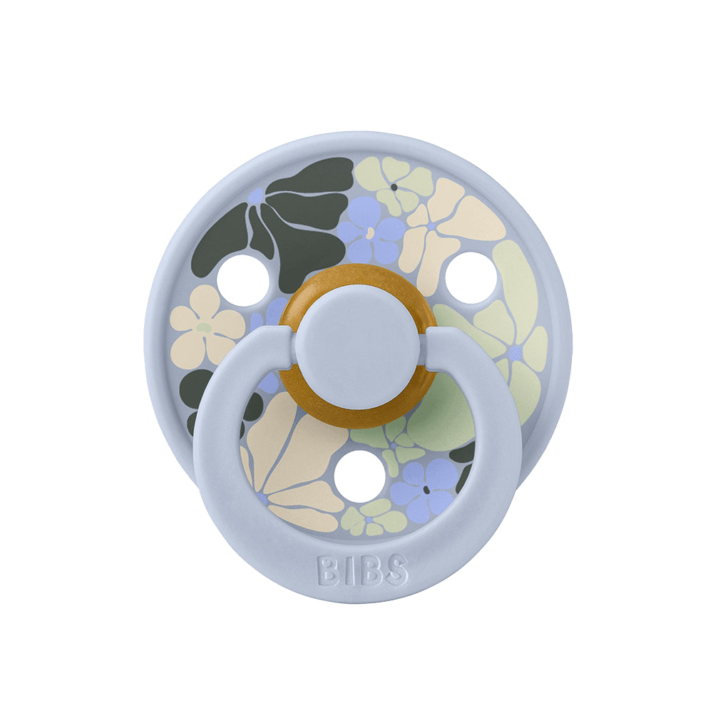BIBS Colour Natural Rubber Pacifier Pack of 2 – Morning Bloom Latex Size 1 Dusty Blue Mix