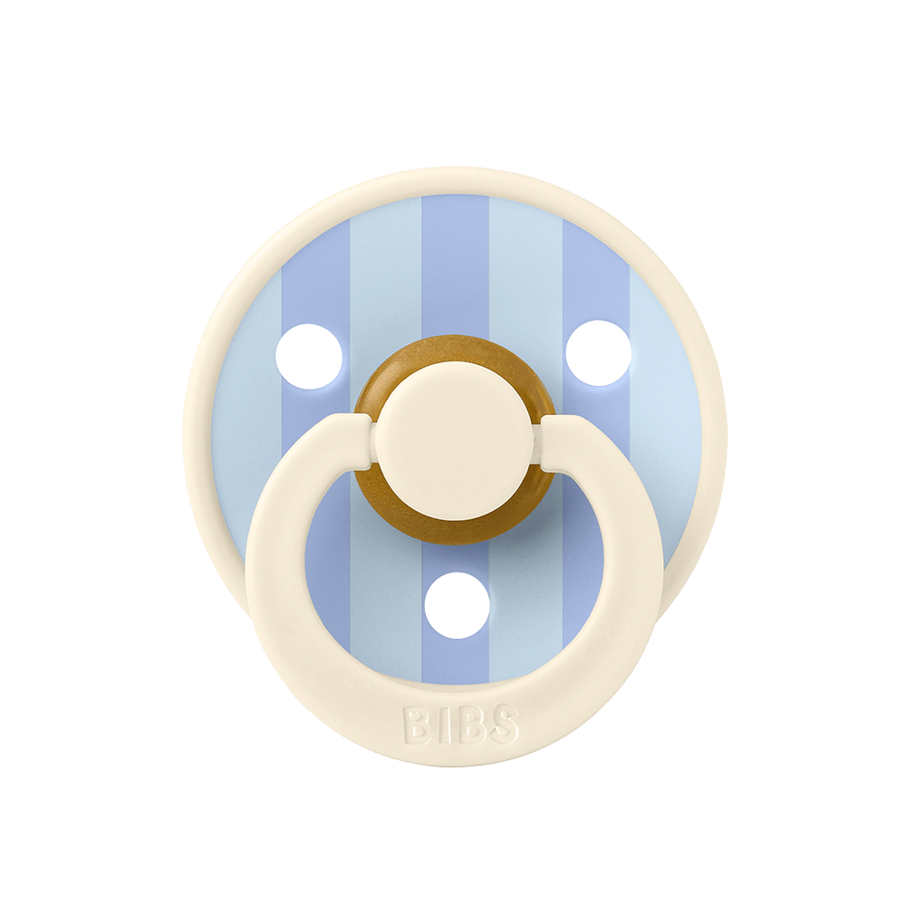 BIBS Studio Color Block Pacifier Round Latex - Size 1 - Ivory/Dusty Blue