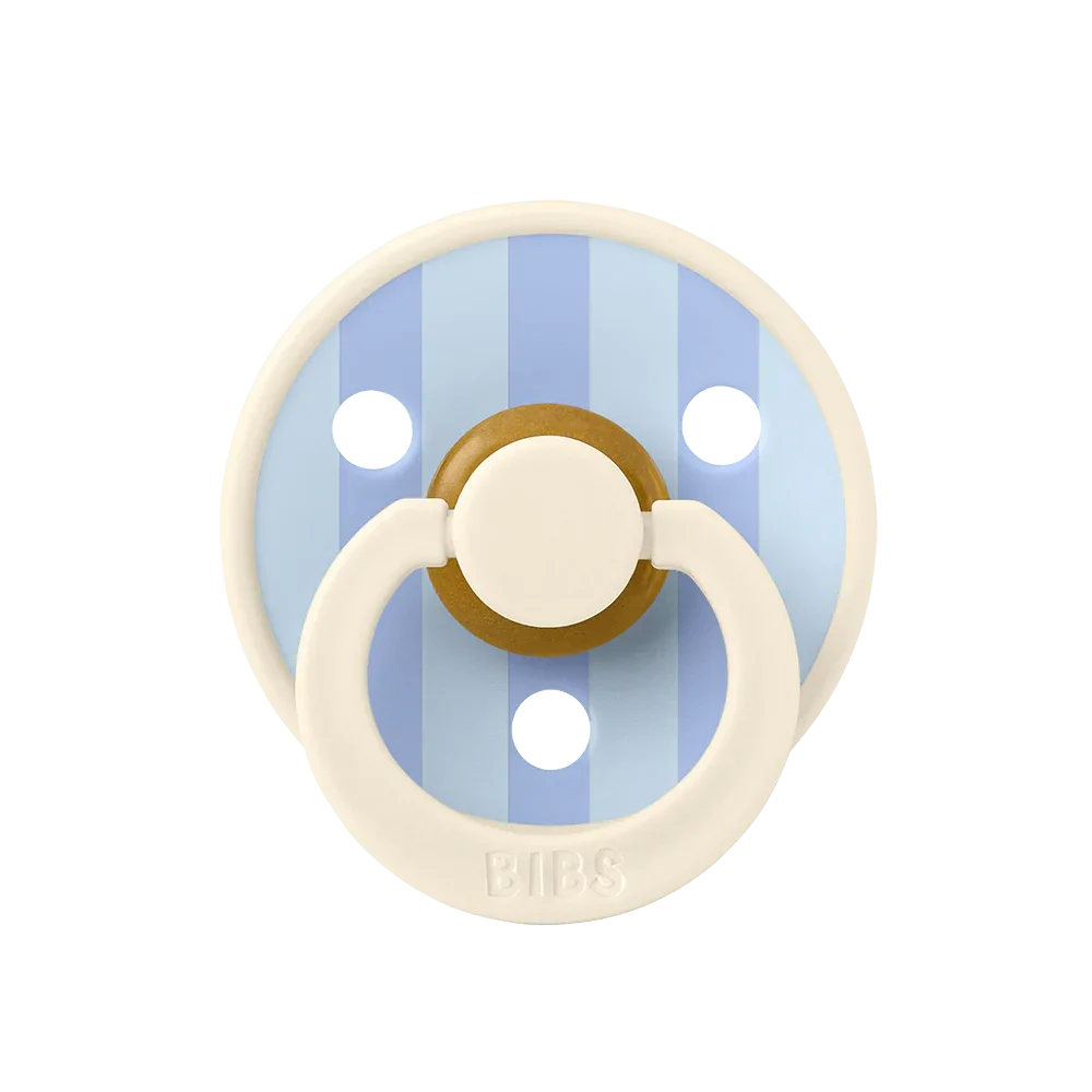 BIBS Studio Color Block Pacifier Round Latex - Size 1 - Ivory/Dusty Blue - Baby Essentials