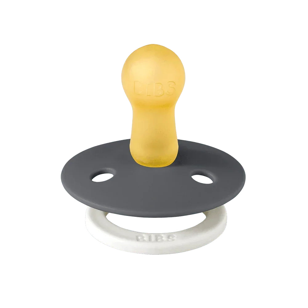 BIBS Colour Glow in the Dark Pacifier (Pack of 2) – Latex Size 1 Iron/Baby Blue 0m+