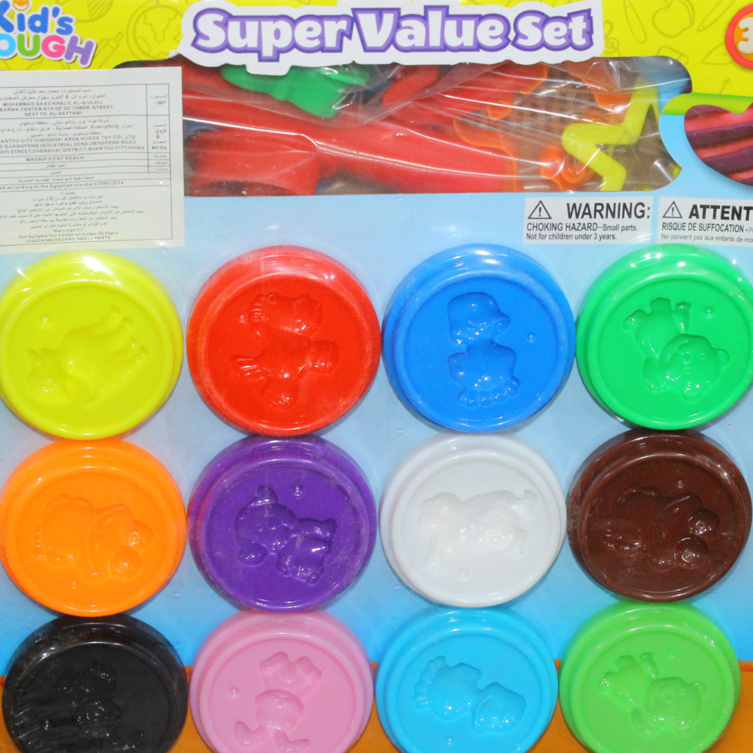 Kids Dough Modeling Clay Set – 12 Cups with Animal Shape Molds