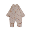 Baby Girls Cotton Baby Footie – Salmon with Butterflies & Flowers Print
