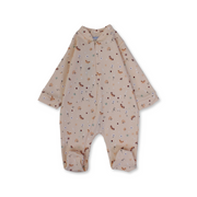 Baby Girls Cotton Baby Footie – Salmon with Butterflies & Flowers Print