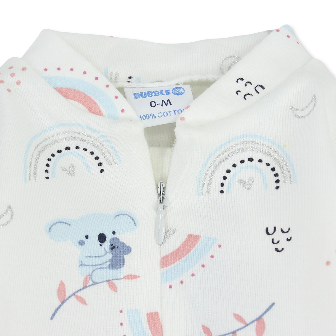 Unisex Baby Cotton Baby Footie – Off-White with Koala Print