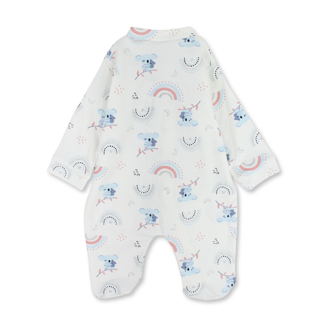 Unisex Baby Cotton Baby Footie – Off-White with Koala Print