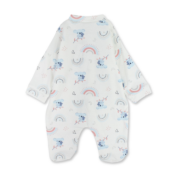 Unisex Baby Cotton Baby Footie – Off-White with Koala Print