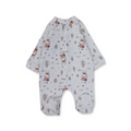 Baby Girls Cotton Baby Footie Onesie – Off-White with Rabbit and Tree Print
