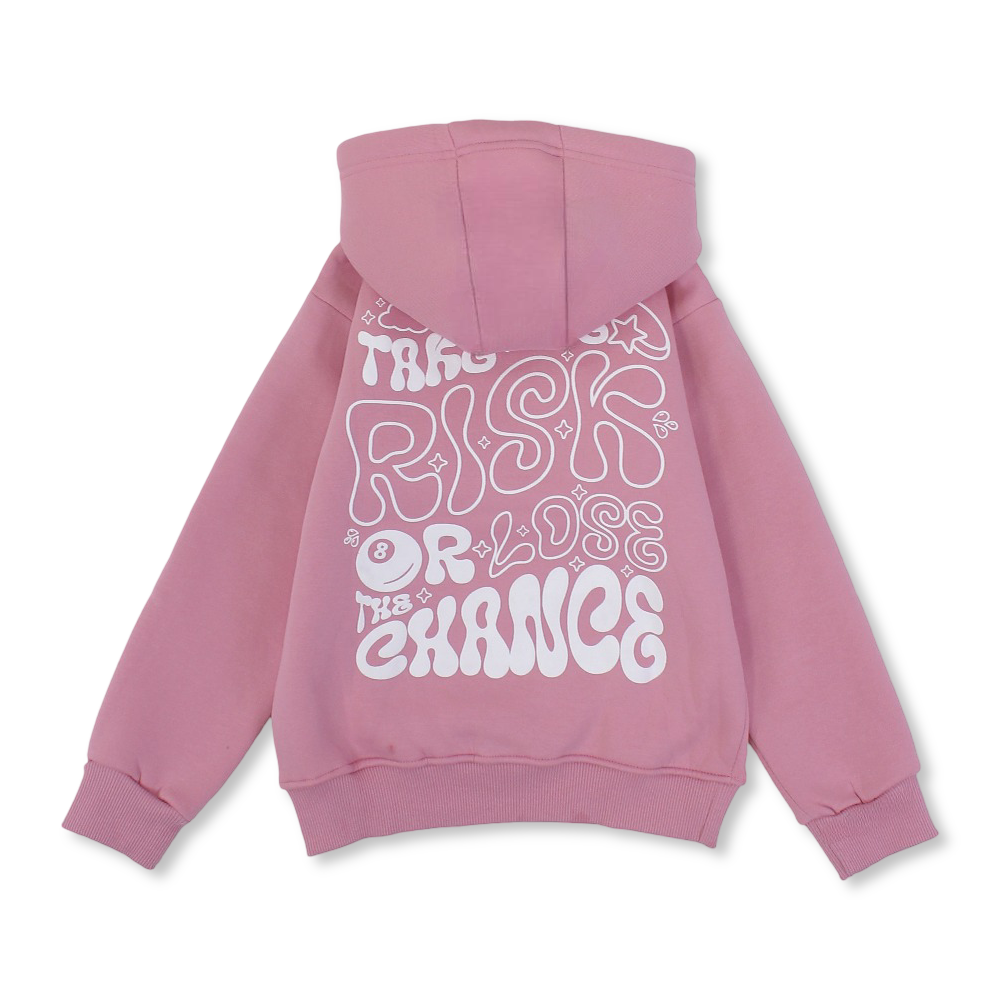 Girls Cotton Hoodie – Dusty Pink with Star Print