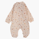 Baby Girls Cotton Baby Footie - Salmon with Butterflies Print