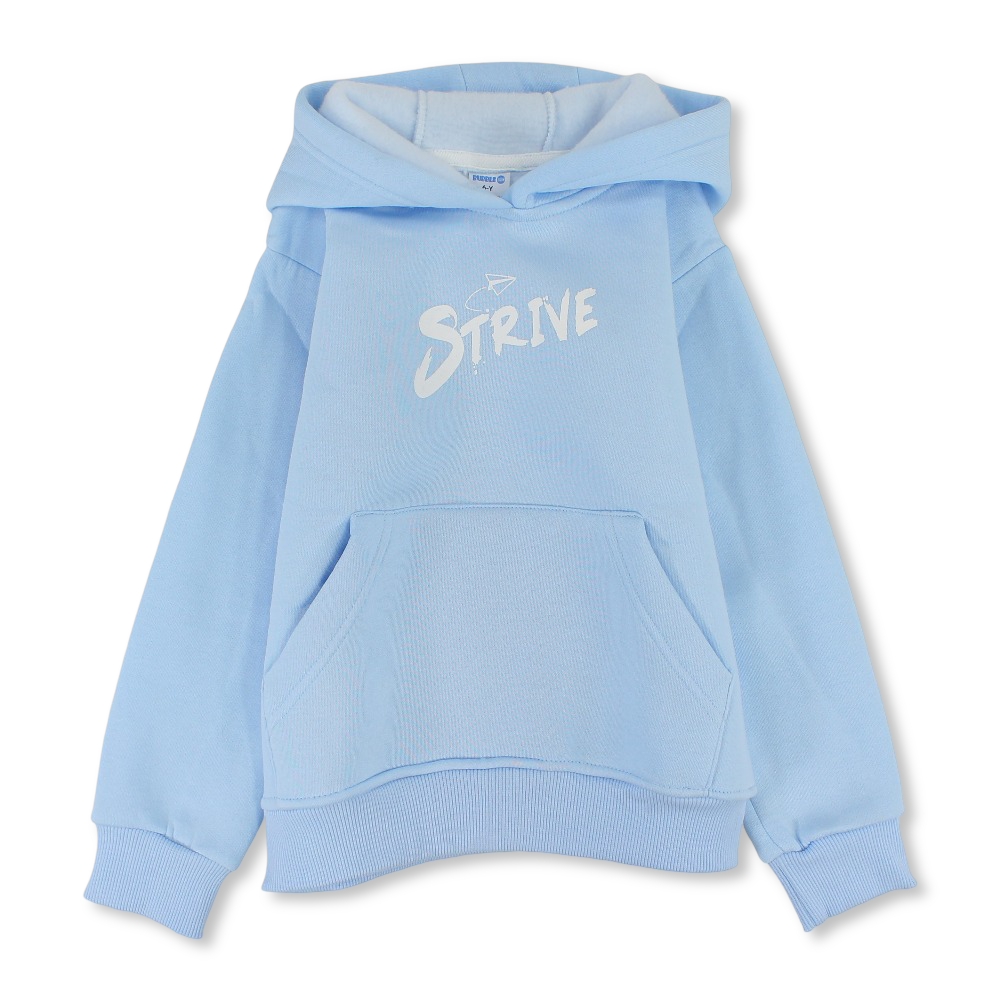 Boys Cotton Hoodie – Baby Blue with Strive Print