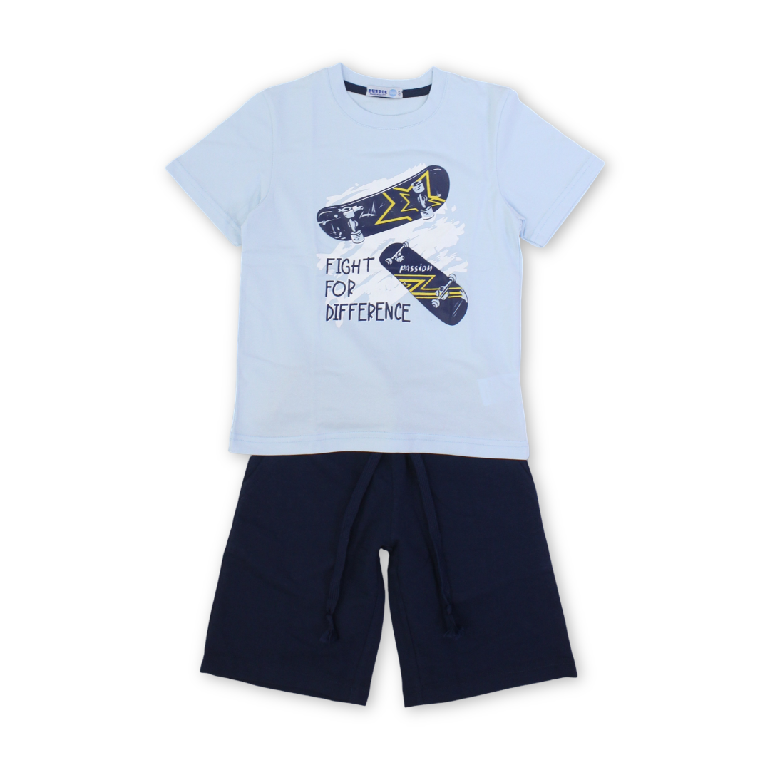Boys Cotton Pajama – with "Skate Board" Print