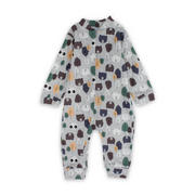 Baby Bots Cotton Baby Footie – Grey with Bears Print