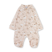 Baby Girls Cotton Baby Footie – Salmon with Teddy Bear Print