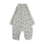 Baby Boys Cotton Baby Footie Onesie – Beige with Teddy Bear Print